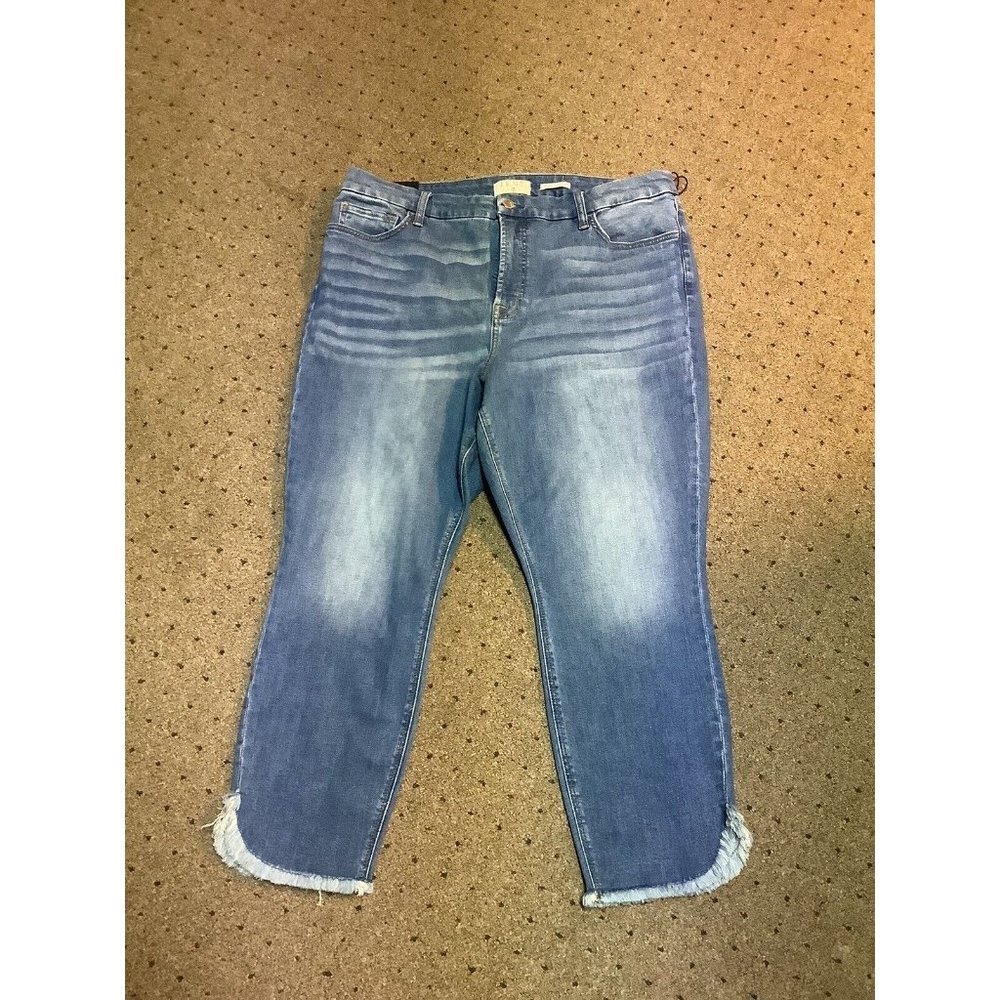 JEN 7 Jeans NWT Sz18 Ankle Skinny Sculpting Panel Tulip Fray Hem